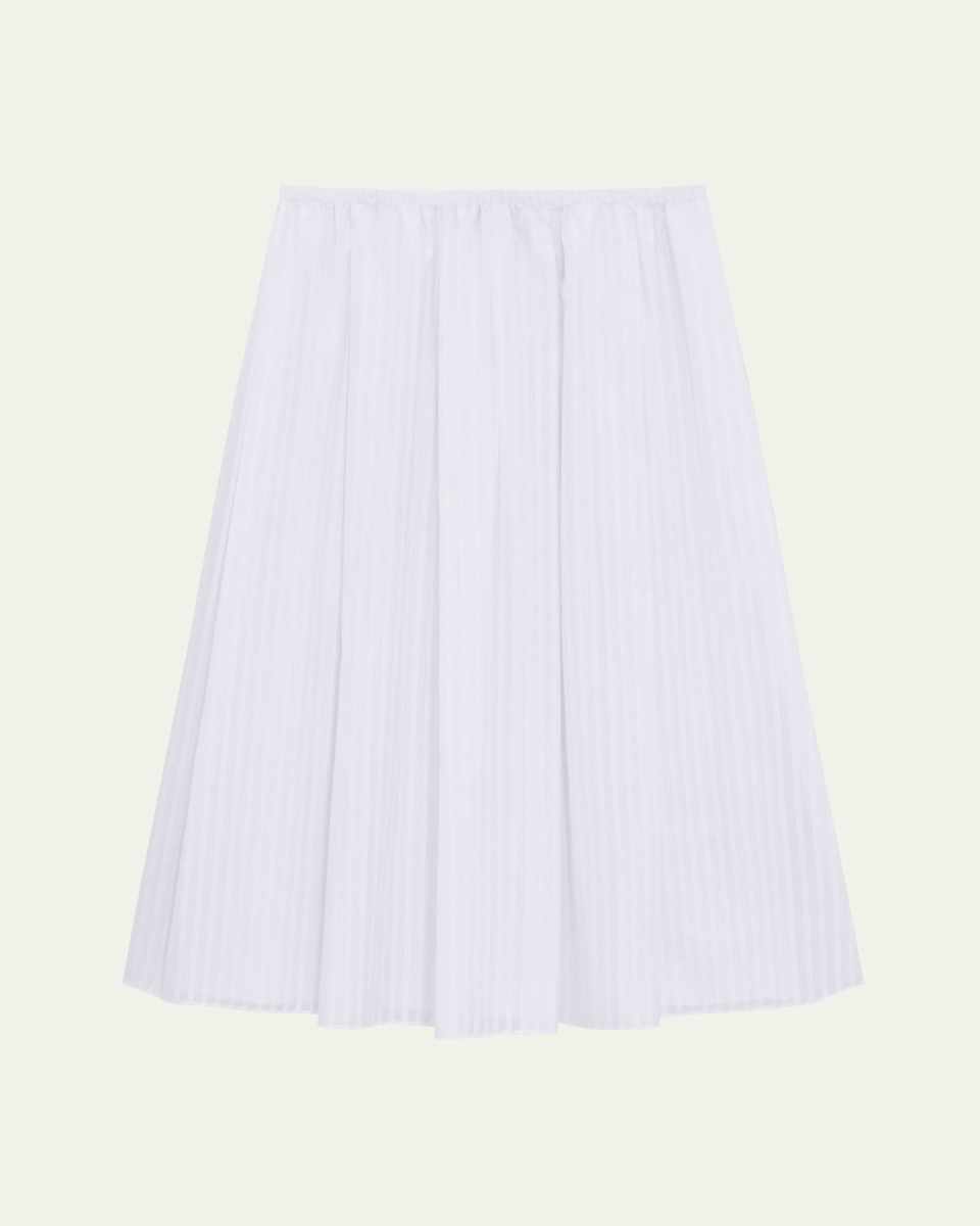 Stripe Pleated Midi Skirt